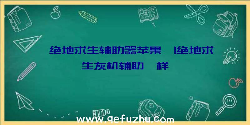 「绝地求生辅助器苹果」|绝地求生灰机辅助咋样